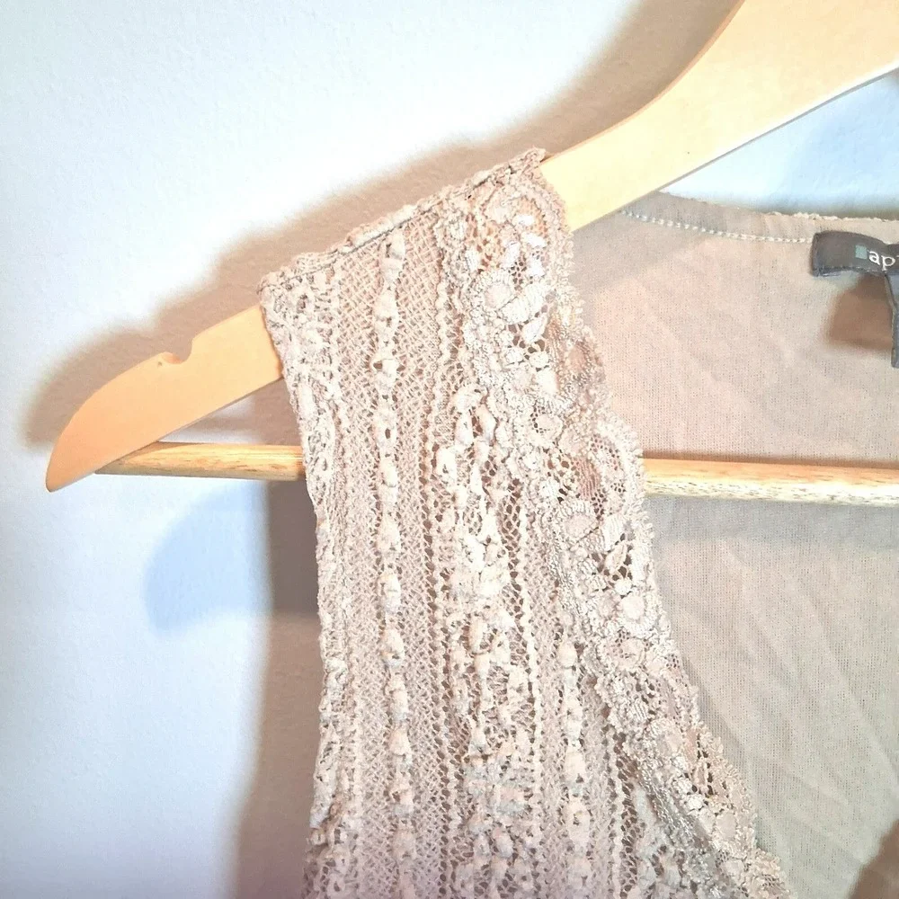 Y2K Apt 9 Lace Babydoll Top M Beige Whimsigoth Fairycore Coquette Romantic